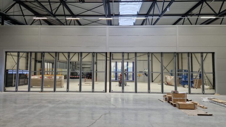 18 x 3.6 metre and 8 x 3.6 metre sliding folding doors for high-tech companies.